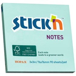 Stick'n Notes 76 x 76mm Blue, 90 Sheets