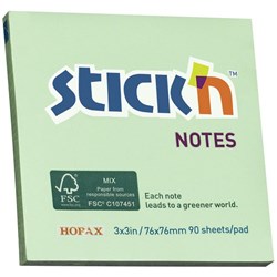 Stick'n Notes 76 x 76mm Green, 90 Sheets