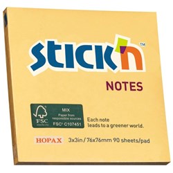 Stick'n Notes 76 x 76mm Orange, 90 Sheets