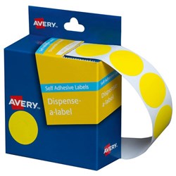Avery Dot Dispenser Labels DMC24Y 24mm Yellow, Box of 500