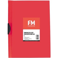 FM Punchless Clip File 3mm A4 Red