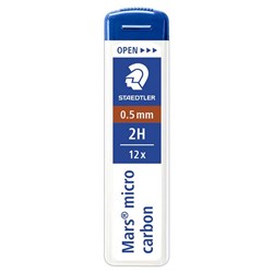 Staedtler Mars Micro Carbon 250 2H Pencil Leads 0.5mm, Pack of 12