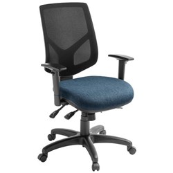 Eden Office Crew Task Chair With Arms High Mesh Back Keylargo Fabric/Navy/Black