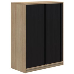 Mascot Tambour Lockable 900x1200mm Classic Oak with Black Doors