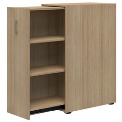 Mascot Lockable Personal Pull-Out Shelving Cupboard Left Hand 450x1200mm Classic Oak