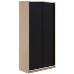 Mascot Tambour Lockable 900x1800mm Refined Oak with Black Doors