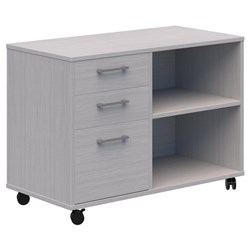 Mascot Lockable Mobile Caddy With Drawers & Open Shelving Left Hand 900x650mm Silver Strata