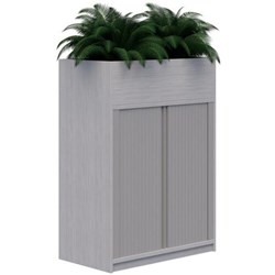 Mascot Planter Tambour 900mm Silver Strata with Silver Doors