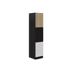 Mascot Keyed Locking 3 Door Locker 450x1900mm Classic Oak/Snow Velvet/Black