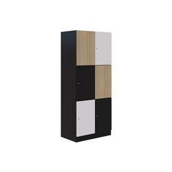 Mascot Keyed Locking 6 Door Locker 900x1900mm Classic Oak/Snow Velvet/Black