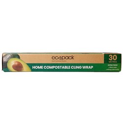 Ecopack Home Compostable Cling Film Wrap With Dispenser 300mm x 30m