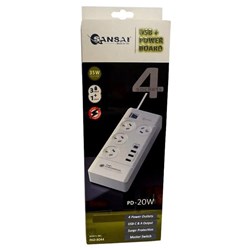 Sansai 4-Way Powerboard 4 Socket 4 USB 