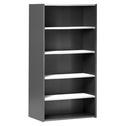 Emerge 5 Shelf Bookcase 900x1800mm Ironstone/White