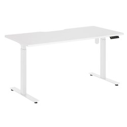 Amplify Electric 2 Stage Single Motor Height Adjustable Desk Scallop Top 1800x800mm White/White