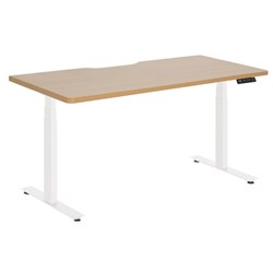 Amplify Rapid Assembly Electric Height Adjustable Desk Dual Motor Scallop Top 1800x800mm Beech/White