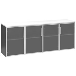 Emerge Credenza 1800mm 4 Glass Doors White/Ironstone