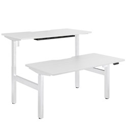Emerge Electric Height Adjustable 2 User Desk Scallop Top 1500x750mm White/White