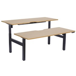 Emerge Electric Height Adjustable 2 User Desk Scallop Top 1800x800mm Beech/Black
