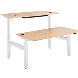 Emerge Electric Height Adjustable 2 User Desk 1800x800mm Beech/White