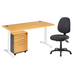 Emerge Desk, Mobile And Advance Chair Bundle Beech/Ironstone