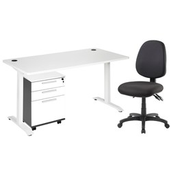 Emerge Desk, Mobile And Advance Chair Bundle White/Ironstone