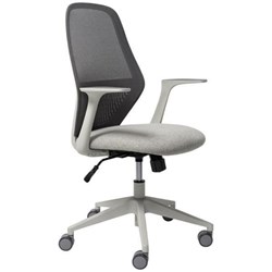 Mondo Soho Chair With Arms Mesh Back Unassembled Light Grey/White