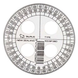 Taurus Round Protractor 360 degrees 10cm