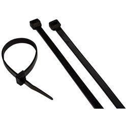 Plastic Cable Ties 370x7.6mm Non-Releasable Black, Pack of 100