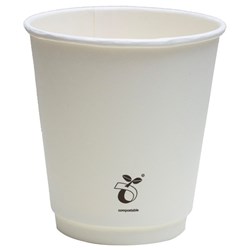 Compostable Double Wall Paper Cups White 290ml, Carton of 500