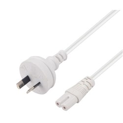 Dynamix Power Cord 2 Pin Plug to IEC C7 Figure 8 Connector 7.5A 2m White