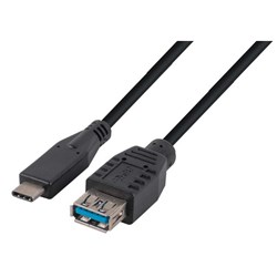 Dynamix USB 3.1 USB-C Male to USB-A Female Connector Cable Black 0.2m 