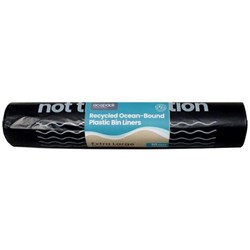 Ecopack Recycled Ocean-Bound Plastic Bin Liners Extra Large 60L Black, Roll of 30