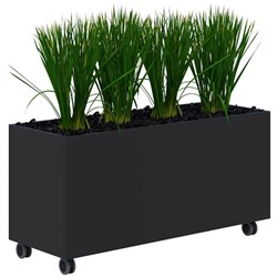 Fiord Mobile Planter Including Artificial Plants 1200x600mm Black/Grass