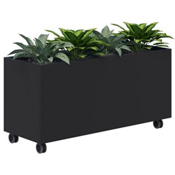 Fiord Mobile Planter Including Artificial Plants 1200x600mm Black/Plants