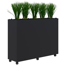 Fiord Mobile Planter Including Artificial Plants 1600x1200mm Black/Grass