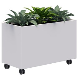Fiord Mobile Planter Including Artificial Plants 900x600mm White/Plants