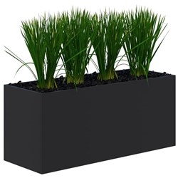 Fiord Planter Including Artificial Plants 1200x600mm Black/Grass
