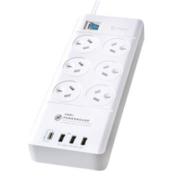 Sansai 6-Way Surge Powerboard 6 Socket 4 USB