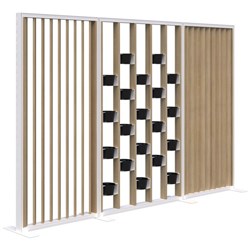 Connect Freestanding Angled Fin/Plant Wall Room Divider 3000x1890mm Classic Oak/White