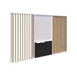 Connect Freestanding Angled Fin/Whiteboard Room Divider 3600x1890mm Classic Oak/White