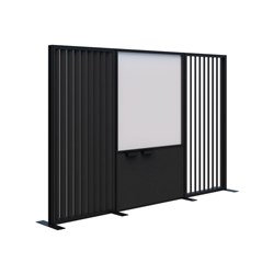 Connect Freestanding Angled Fin/Whiteboard Room Divider 3000x1890mm Black/Black