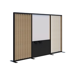 Connect Freestanding Angled Fin/Whiteboard Room Divider 3000x1890mm Classic Oak/Black