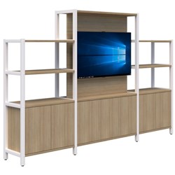 Grid 40 TV Open Display Wall Unit 2960x1500/1890mm Classic Oak/White