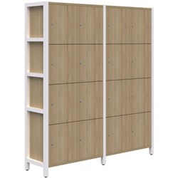 Accent Grid40 Module Locker 4x4 Keyed Locks 1890x1720x400mm Classic Oak/White