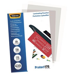 Fellowes A4 Laminating Pouches Gloss 175 Micron, Pack of 100
