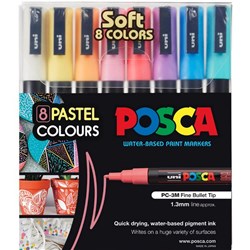 Uni Posca 1.3mm Bullet Paint Pastel, Pack of 8 