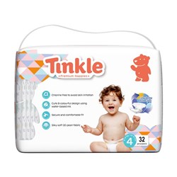 Tinkle Premium Nappies Disposable Size 4, Carton of 6 Packs of 32