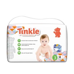 Tinkle Premium Nappies Disposable Size 3, Carton of 6 Packs of 34