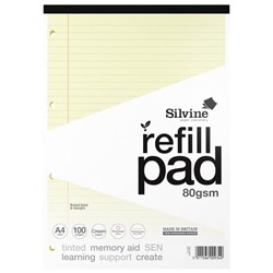 Silvine A4 Tinted Refill Pad 8mm Lined 50 Leaves/100 Pages Cream