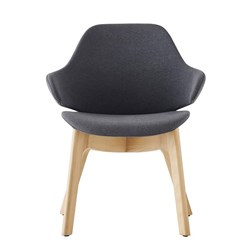 Konfurb Orbit Mid Back Chair with Arms Wooden Base Charcoal Fabric